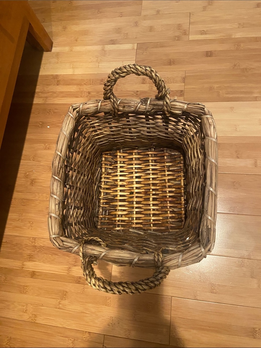Woven Natural Brown Storage Basket with Handles